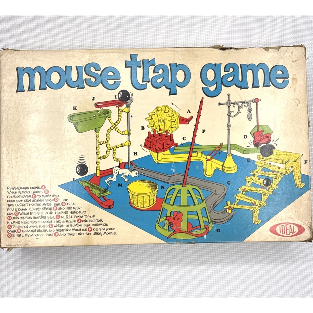 Vintage 1963 Ideal Mouse Trap Game COMPLETE Classic Retro